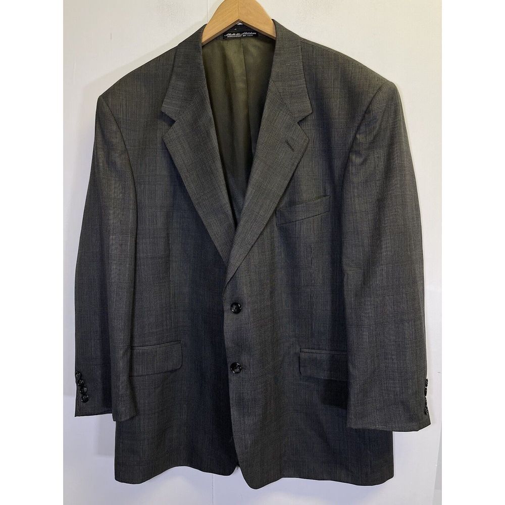 Daniel Gray Men’s 46R Gray Glen Plaid Smooth Tweed Wool Blazer 2-Button‎ Jacket